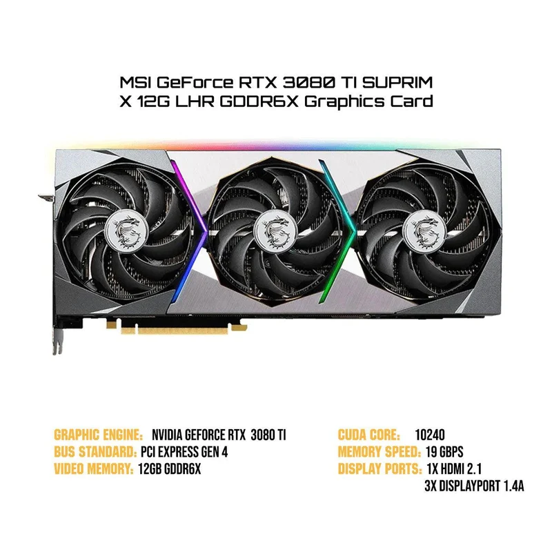 MSI GeForce RTX 3080 TI SUPRIM X 12G LHR GDDR6X Graphics Card