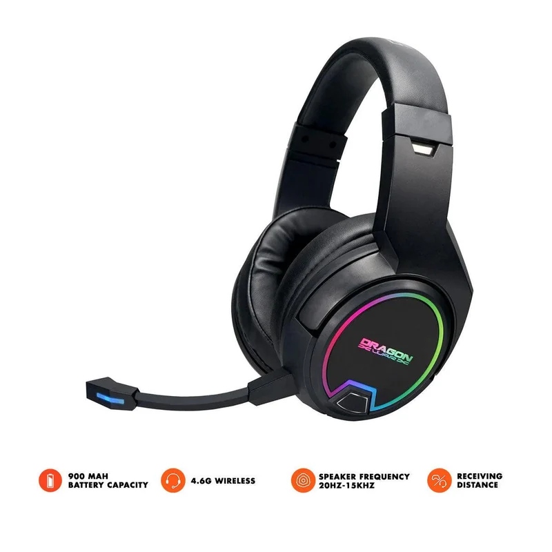 Dragonwar 2.4G RGB Wireless Gaming Headset With Stereo HD Sound (G-HS-015-Black)