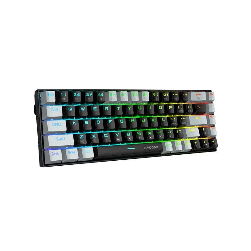 E-Yooso Z-686 RGB 68 Keys Hot Swappable Mechanical Keyboard Black/Grey (Red Switch)