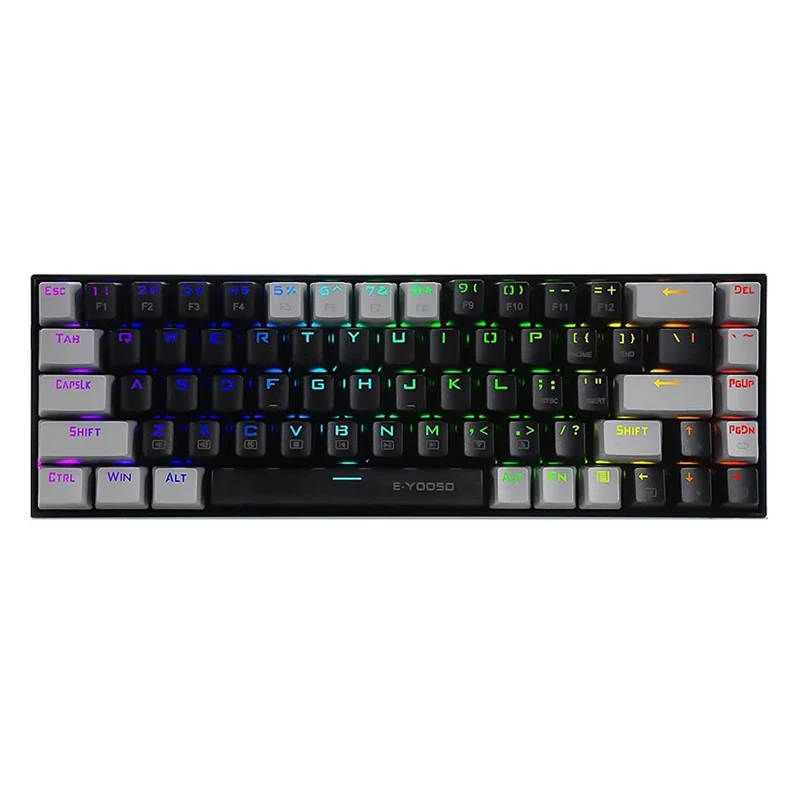 E-Yooso Z-686 RGB 68 Keys Hot Swappable Mechanical Keyboard Black/Grey (Red Switch)