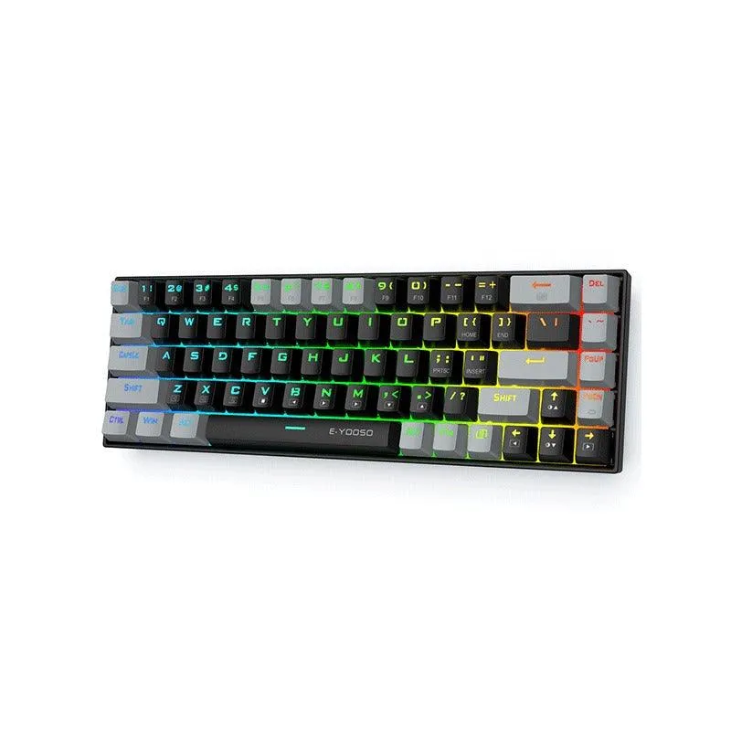 E-Yooso Z-686 RGB 68 Keys Hot Swappable Mechanical Keyboard Black/Grey (Red Switch)
