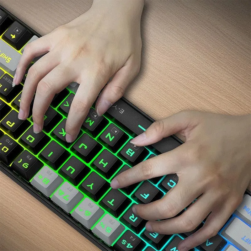 E-Yooso Z-686 RGB 68 Keys Hot Swappable Mechanical Keyboard Black/Grey (Red Switch)