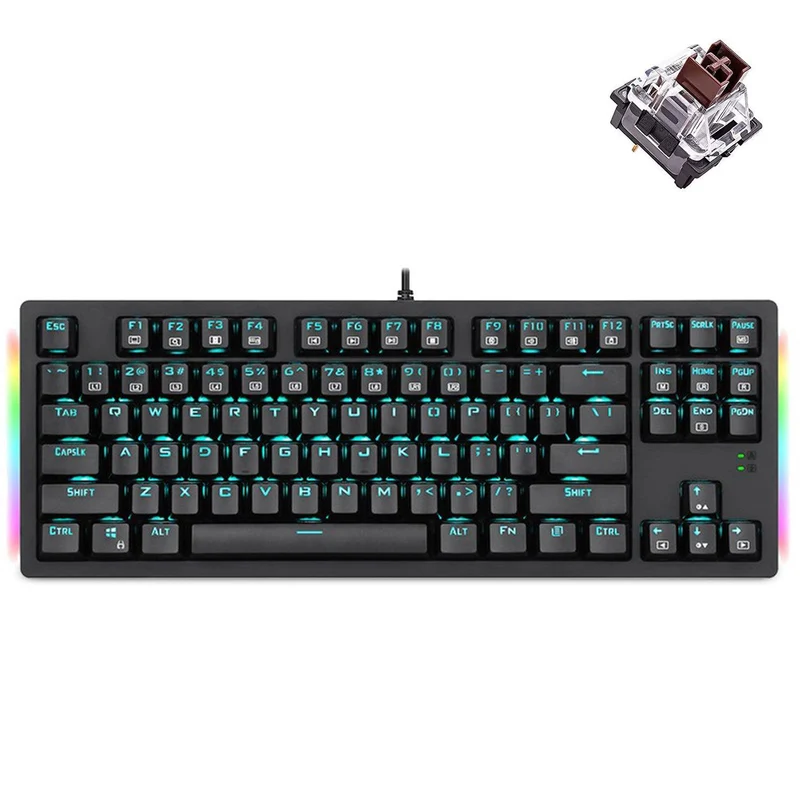 E-YOOSO K-620 Single Light With RGB Side Light 87 Keys Mechanical Keyboard Black (Brown Switch)