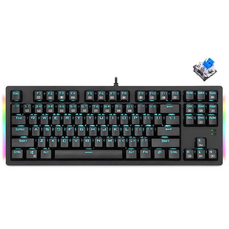 E-YOOSO K-620 Single Light With RGB Side Light 87 Keys Mechanical Keyboard Black (Blue Switch)