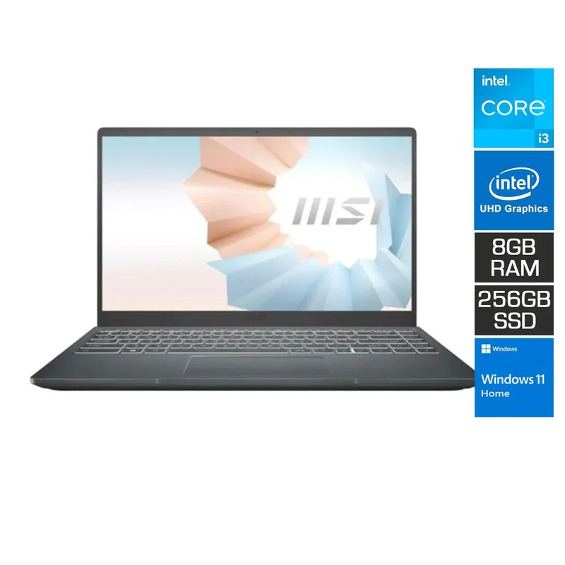 MSi Modern 14 B11MO-1078PH Laptop (Carbon Grey) | 14" FHD | i3-1115G4 | 8 GB DDR4 | 256 GB SSD | UHD Graphics | Windows 11 Home
