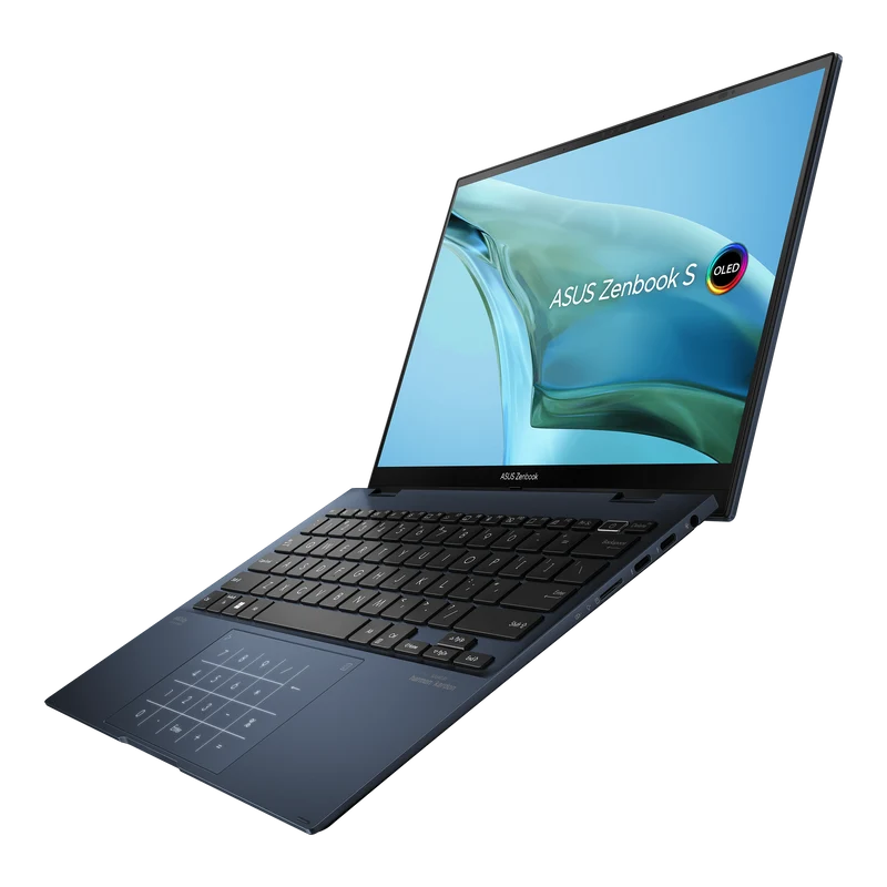 Asus Zenbook S 13 Flip Oled UP5302ZA-LX087WS Laptop (Ponder Blue) | 13.3" WQXGA | i7-1260P | 16GB LPDDR5 | 1TB SSD | Intel® Iris Xe Graphics | Windows 11 Home | MS Office H&S 2021 | Asus Sleeve