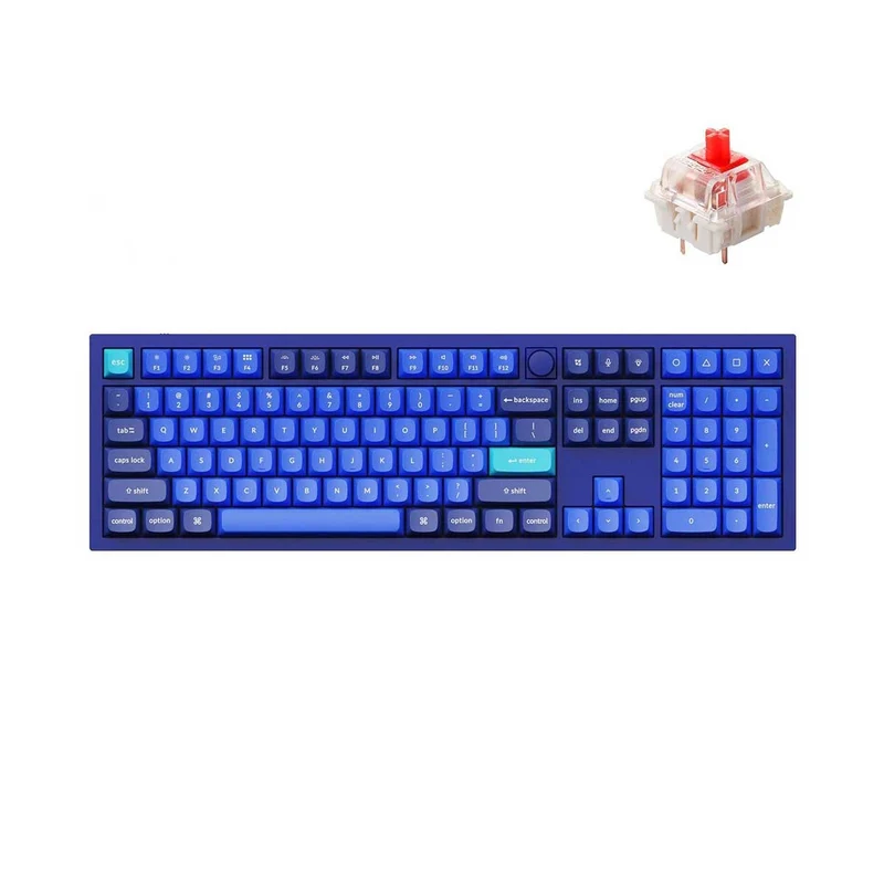 Keychron Q6 QMK Custom Mechanical Knob Version Swappable RGB Backlight Keyboard - Navy Blue (Gateron G Pro Red Switch) (Q6O1)