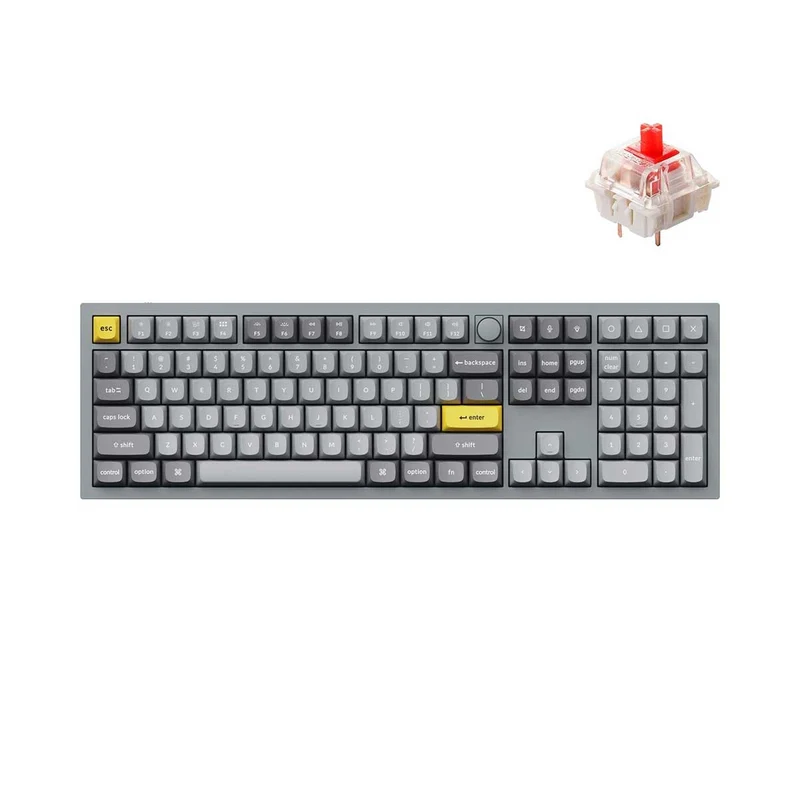 Keychron Q6 QMK Custom Mechanical Knob Version Swappable RGB Backlight Keyboard - Silver Grey (Gateron G Pro Red Switch) (Q6N1)
