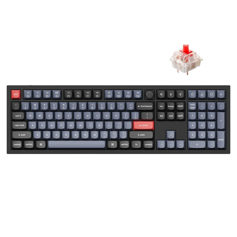 Keychron Q6 QMK Custom Mechanical Knob Version Swappable RGB Backlight Keyboard - Carbon Black (Gateron G Pro Red Switch) (Q6M1)