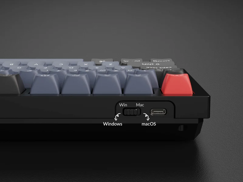 Keychron Q6 QMK Custom Mechanical Knob Version Swappable RGB Backlight Keyboard - Carbon Black (Gateron G Pro Red Switch) (Q6M1)