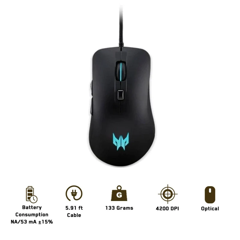 Acer Predator Cestus 310 Optical Wired Gaming Mouse (Black) (PMW910)