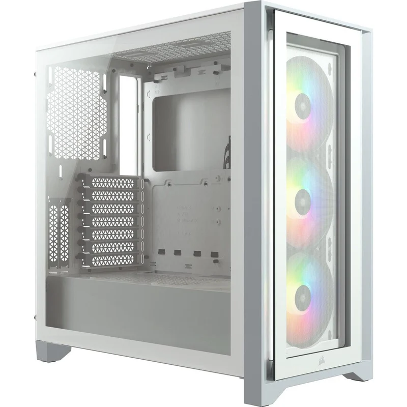 Corsair iCUE 4000X RGB Tempered Glass Mid-Tower ATX Case (White)