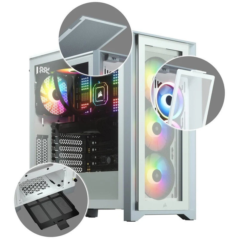 Corsair iCUE 4000X RGB Tempered Glass Mid-Tower ATX Case (White)