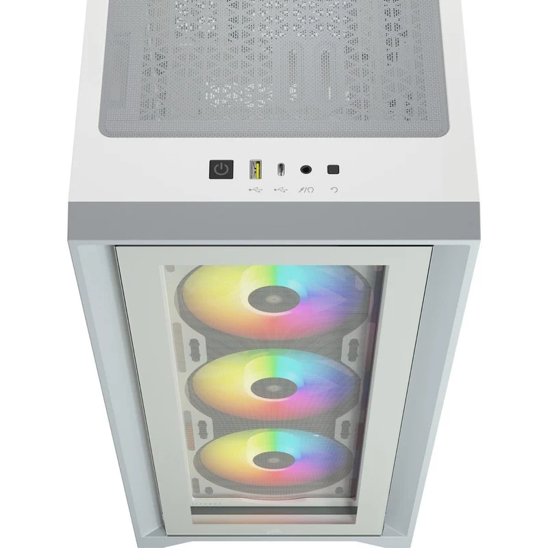 Corsair iCUE 4000X RGB Tempered Glass Mid-Tower ATX Case (White)
