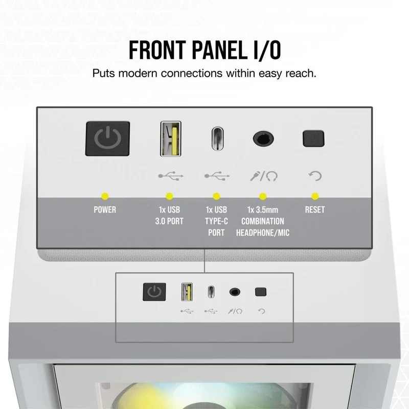 Corsair iCUE 4000X RGB Tempered Glass Mid-Tower ATX Case (White)