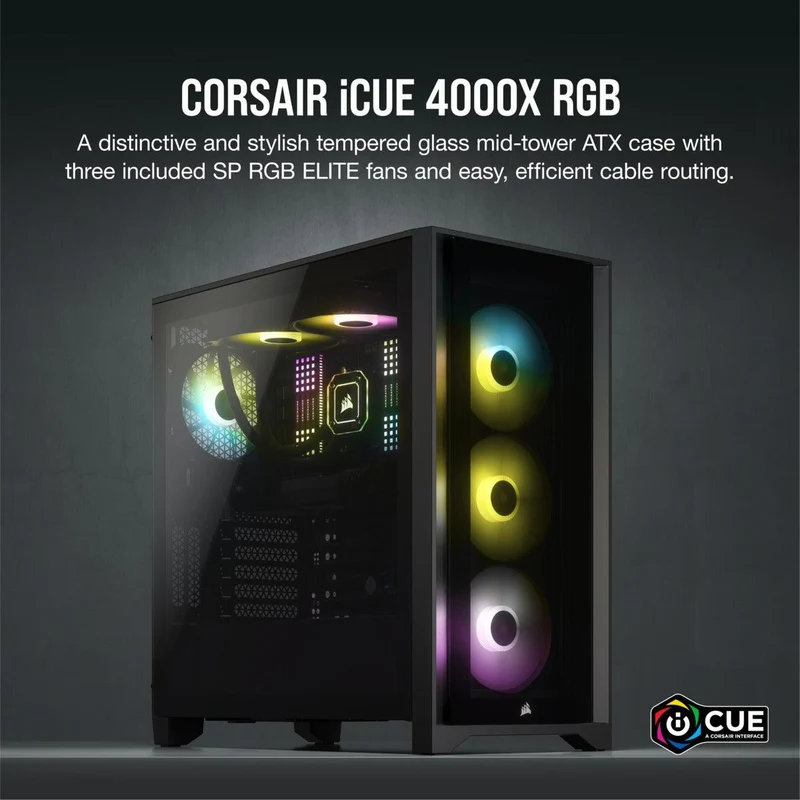 Corsair iCUE 4000X RGB Tempered Glass Mid-Tower ATX Case (Black)