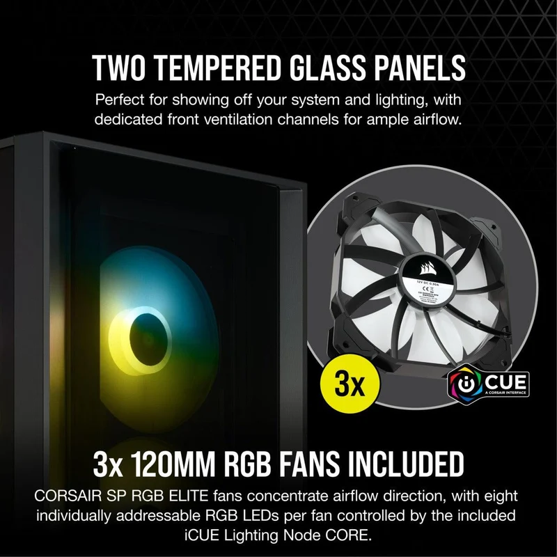 Corsair iCUE 4000X RGB Tempered Glass Mid-Tower ATX Case (Black)