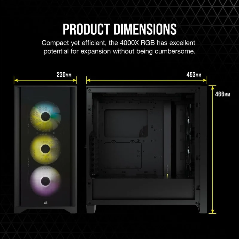 Corsair iCUE 4000X RGB Tempered Glass Mid-Tower ATX Case (Black)