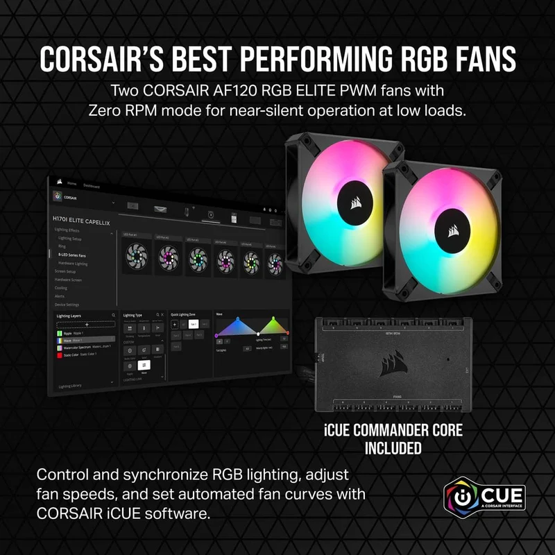 Corsair iCue H100i Elite Capellix XT Extreme Performance 240MM RGB Liquid CPU Cooler (Black)