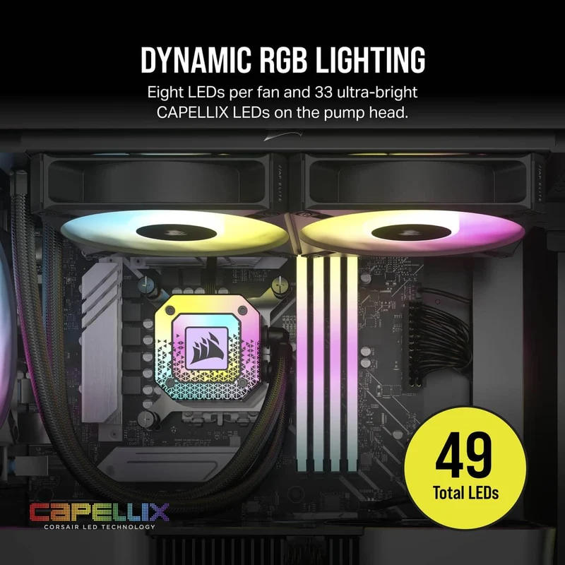 Corsair iCue H100i Elite Capellix XT Extreme Performance 240MM RGB Liquid CPU Cooler (Black)