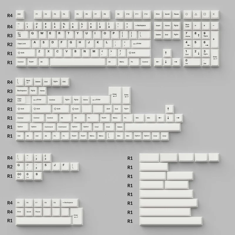 Keychron Cherry Profile Double Shot PBT Full Set Keycaps - Black On White (PBT-11)