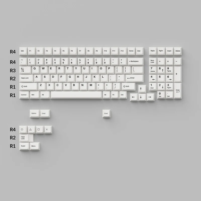 Keychron Cherry Profile Double Shot PBT Full Set Keycaps - Black On White (PBT-11)
