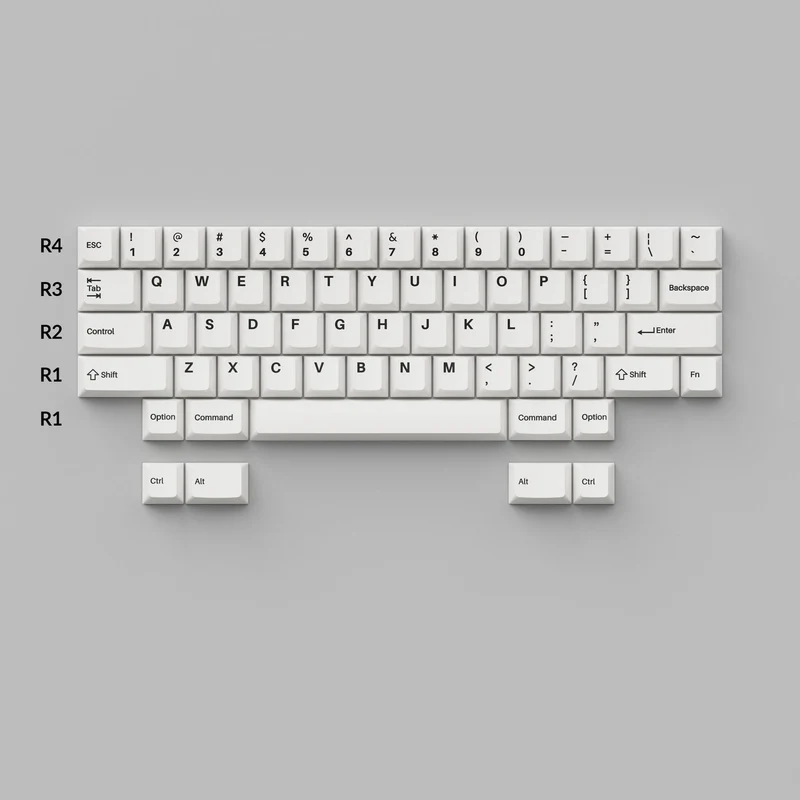 Keychron Cherry Profile Double Shot PBT Full Set Keycaps - Black On White (PBT-11)