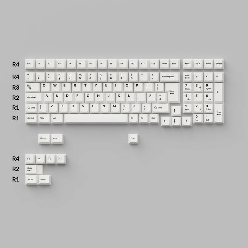 Keychron Cherry Profile Double Shot PBT Full Set Keycaps - Black On White (PBT-11)