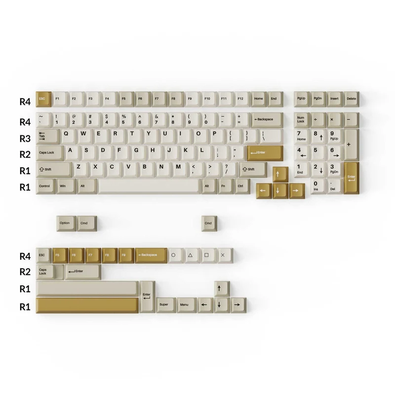 Keychron Cherry Profile Double Shot PBT Full Set Keycaps - Khaki (PBT-14)