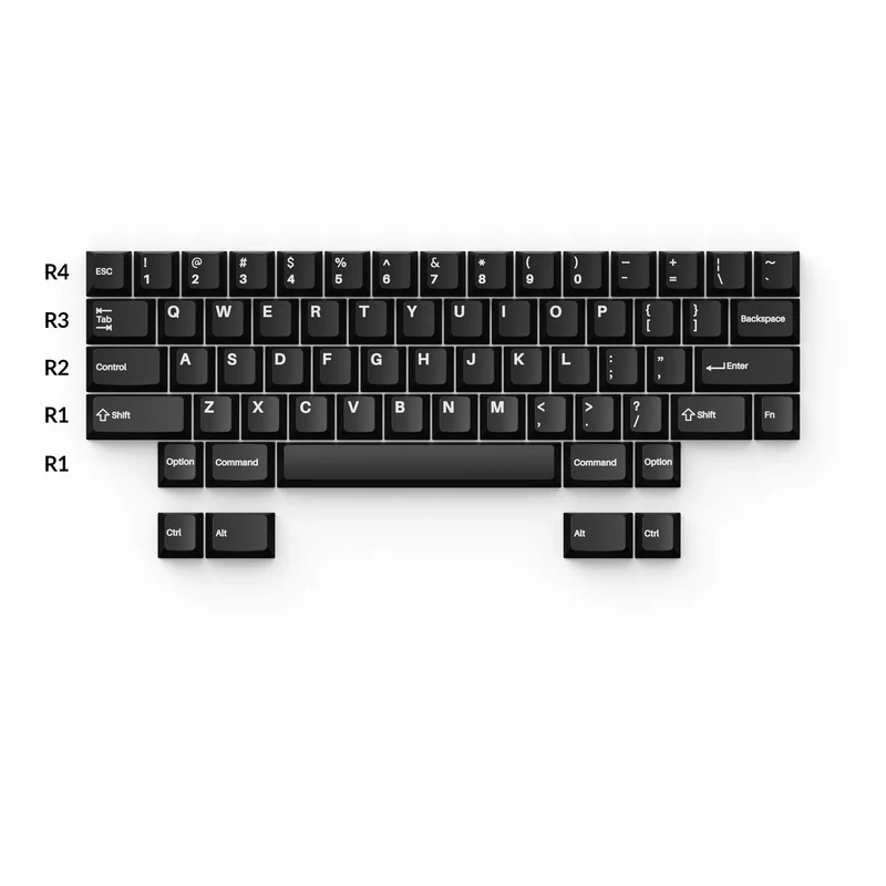 Keychron Cherry Profile Double Shot PBT Full Set Keycaps - White On Black (PBT-10)