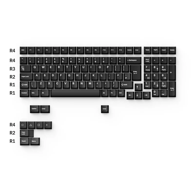 Keychron Cherry Profile Double Shot PBT Full Set Keycaps - White On Black (PBT-10)
