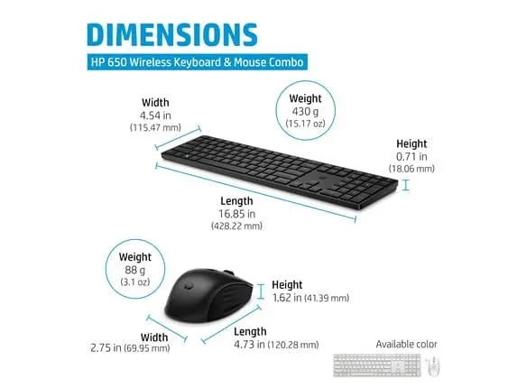 HP 650 Wireless Keyboard & Mouse Combo (Black) (4R013AA)