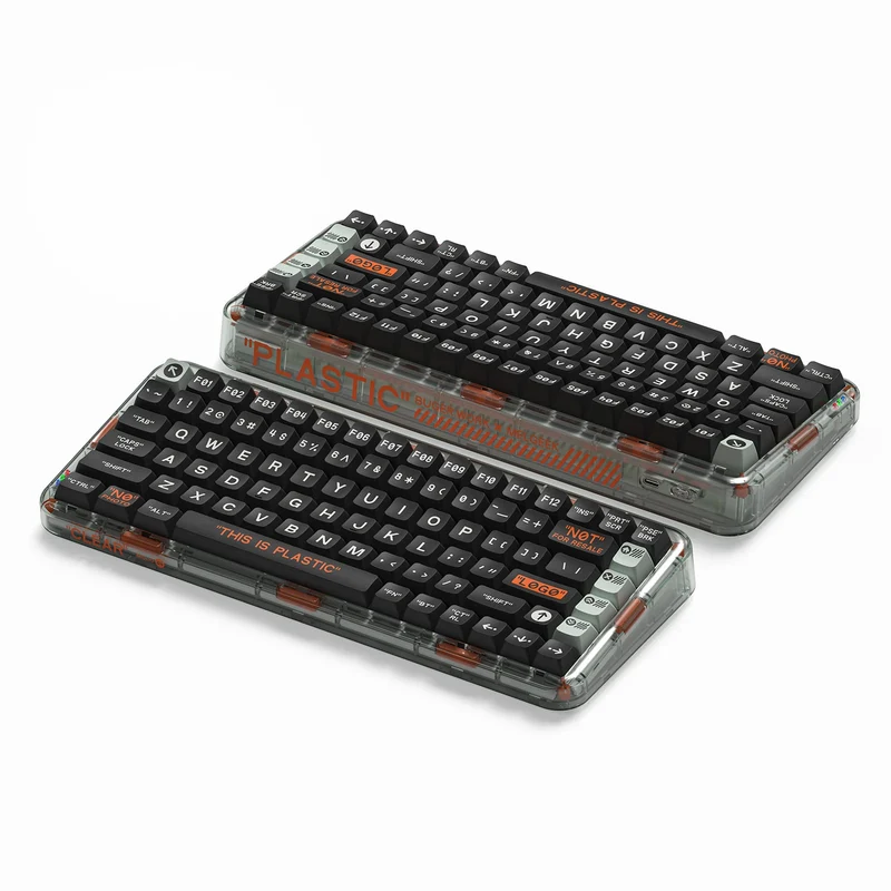 MelGeek MOJO84 Plastic Advance See-Through Custom Programmable Mechanical Keyboard (Kailh Box Brown)