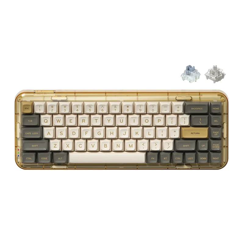 MelGeek MOJO68 Ember Custom & Programmable Bluetooth Mechanical Keyboard (Gateron Pro White, Gateron Pro Silver)