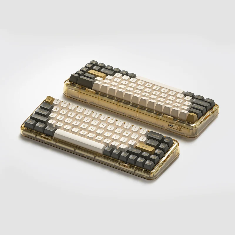MelGeek MOJO68 Ember Custom & Programmable Bluetooth Mechanical Keyboard (Gateron Pro White, Gateron Pro Silver)