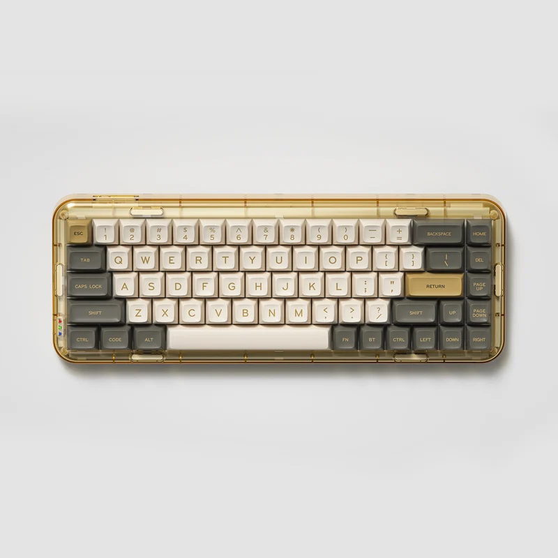 MelGeek MOJO68 Ember Custom & Programmable Bluetooth Mechanical Keyboard (Gateron Pro White, Gateron Pro Silver)