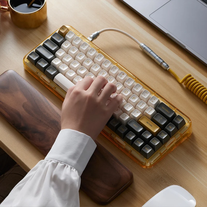 MelGeek MOJO68 Ember Custom & Programmable Bluetooth Mechanical Keyboard (Gateron Pro White, Gateron Pro Silver)
