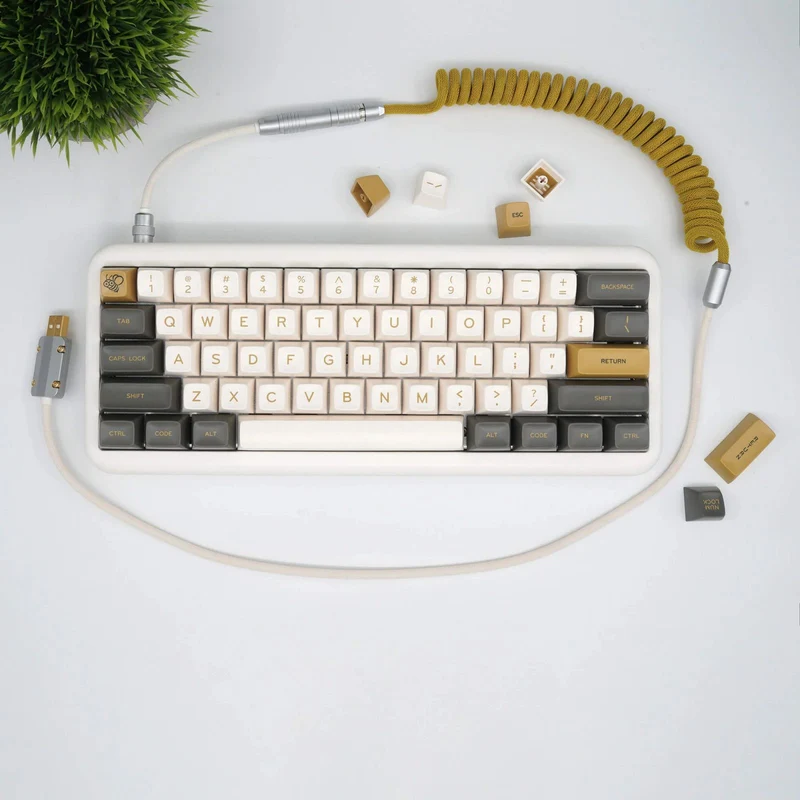 MelGeek MOJO68 Ember Custom & Programmable Bluetooth Mechanical Keyboard (Gateron Pro White, Gateron Pro Silver)