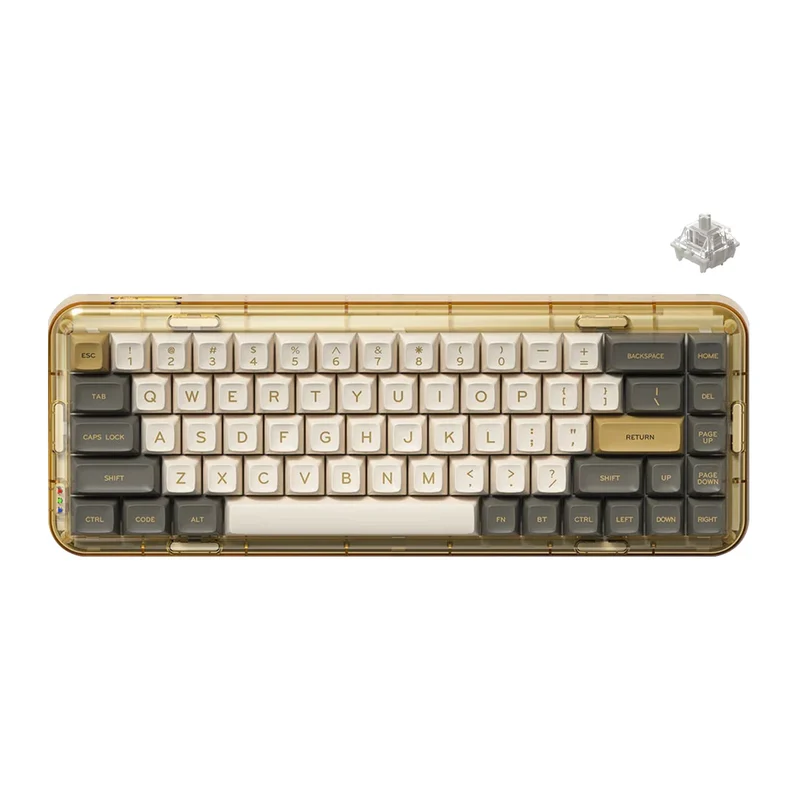 MelGeek MOJO68 Ember Custom & Programmable Bluetooth Mechanical Keyboard (Gateron Pro White, Gateron Pro Silver)