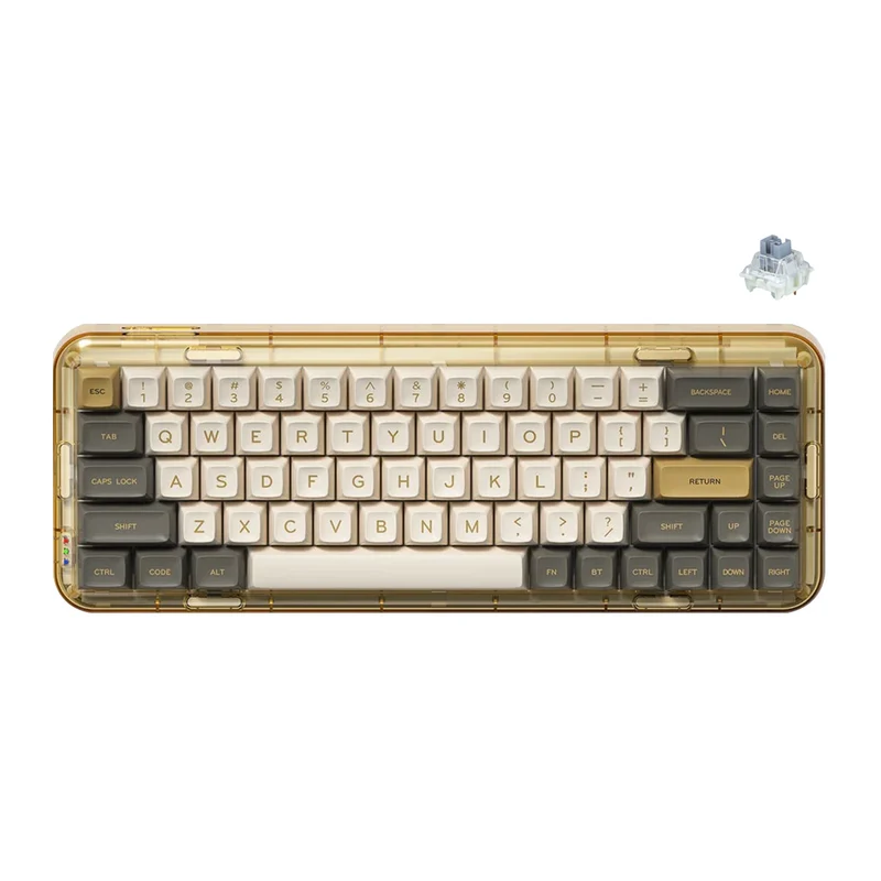MelGeek MOJO68 Ember Custom & Programmable Bluetooth Mechanical Keyboard (Gateron Pro White, Gateron Pro Silver)