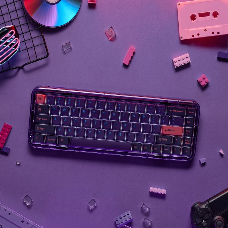 MelGeek MOJO68 Neon Custom & Programmable Mechanical Keyboard (Gateron Pro White)