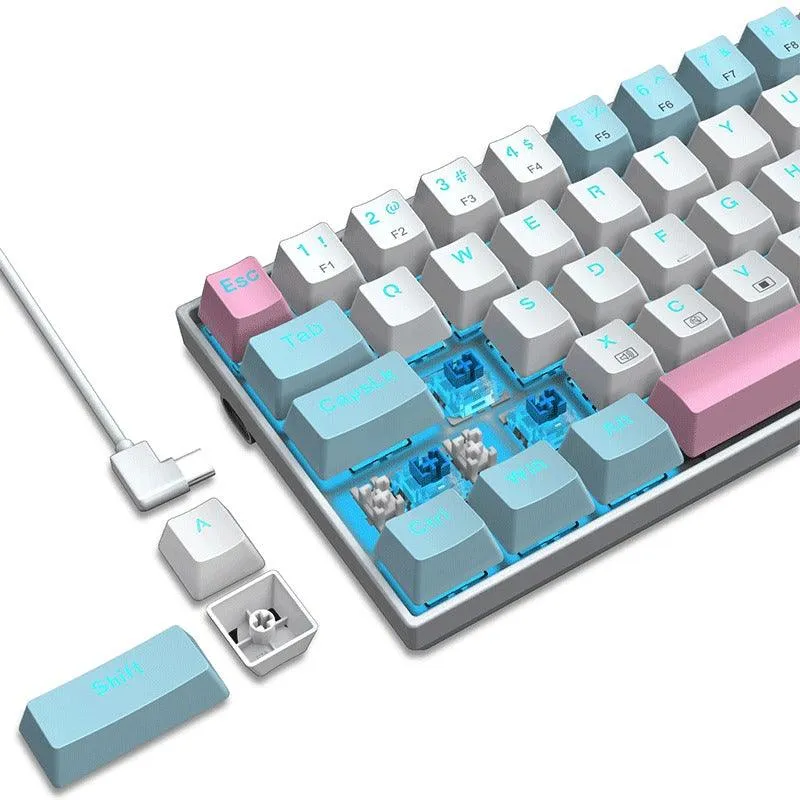 E-YOOSO Z-686 Single Light 68 Keys Hot Swappable Mechanical Keyboard White/Blue (Blue Switch)