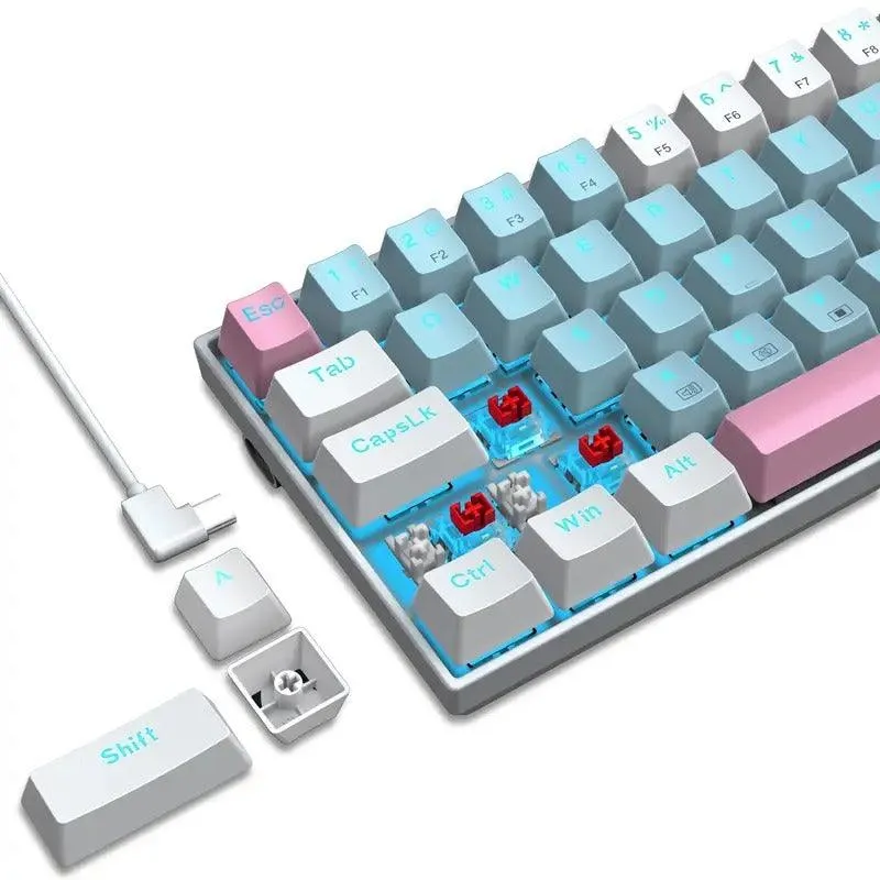 E-YOOSO Z-686 Single Light 68 Keys Hot Swappable Mechanical Keyboard Blue/White (Red Switch)