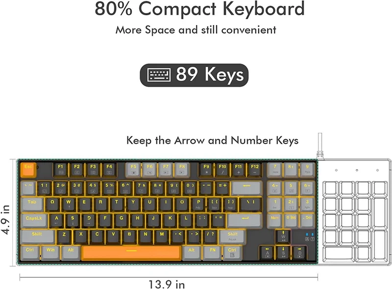 E-YOOSO Z-13 Single Light 89 Keys Mechanical Keyboard Black/Gray (Brown Switch)