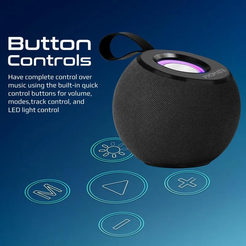Promate Juggler Lumiflux Wireless High-Definition Speaker (Black)