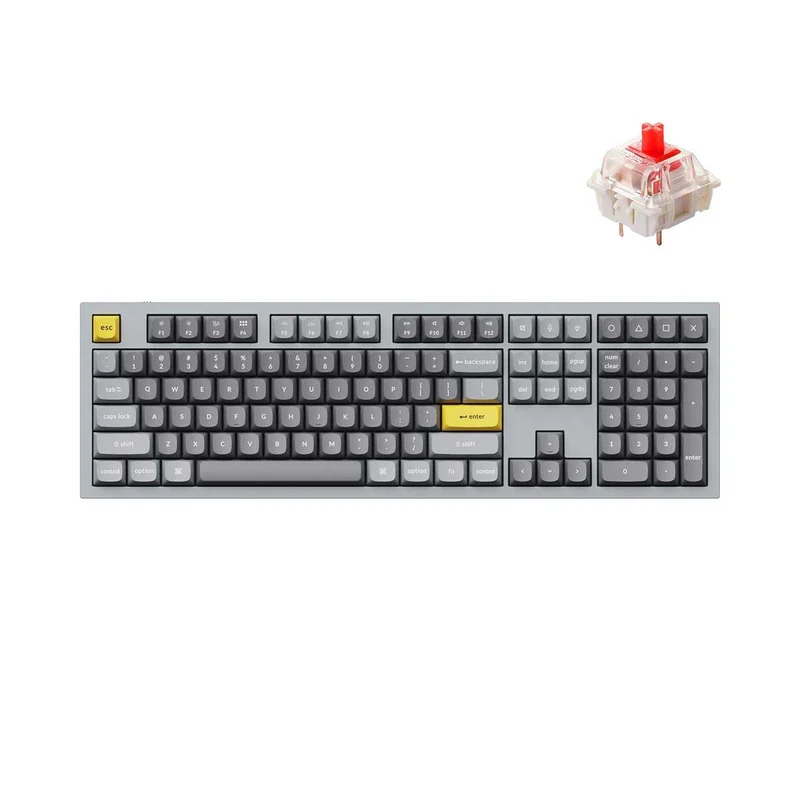 Keychron Q6 QMK Custom Mechanical Fully Assembled Swappable RGB Backlight Keyboard - Silver Grey (Gateron G Pro Red Switch) (Q6D1)