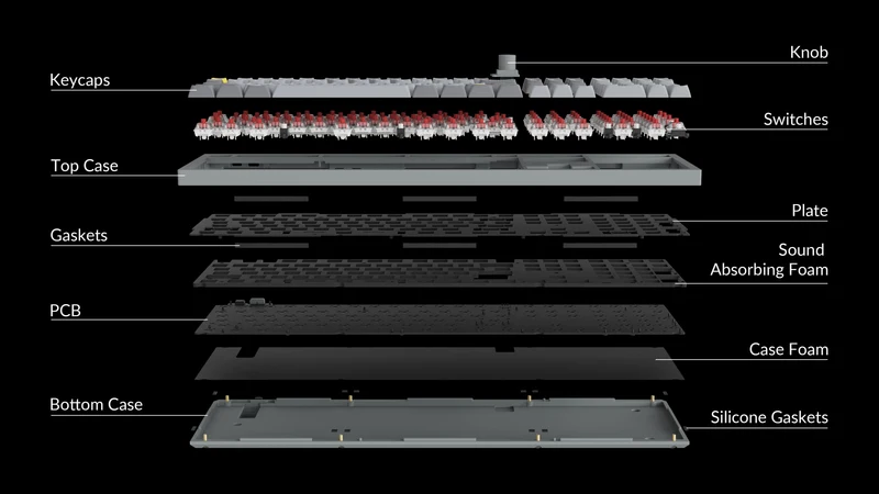 Keychron Q6 QMK Custom Mechanical Fully Assembled Swappable RGB Backlight Keyboard - Silver Grey (Gateron G Pro Red Switch) (Q6D1)