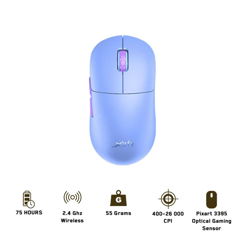 Cherry Xtrfy M8 Wireless Ultra Light Gaming Mouse (Frosty Purple)