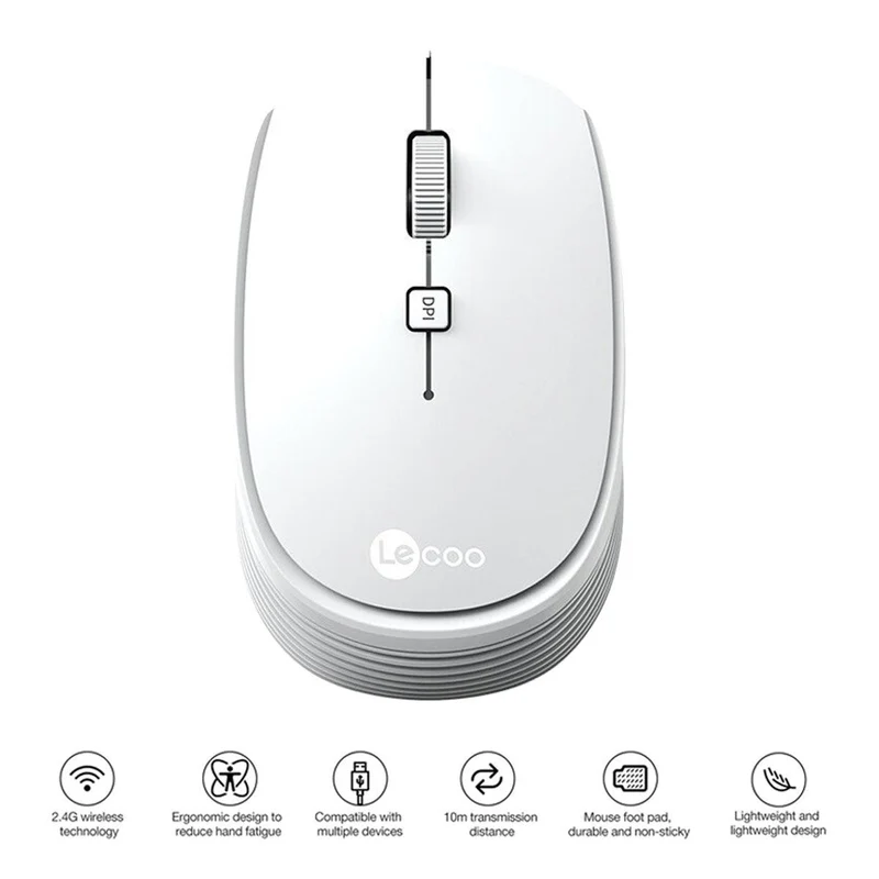 Lenovo Lecoo WS202 2.4G Wireless Mouse (White)