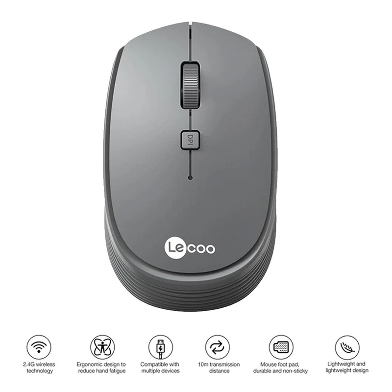 Lenovo Lecoo WS202 2.4G Wireless Mouse (Grey)